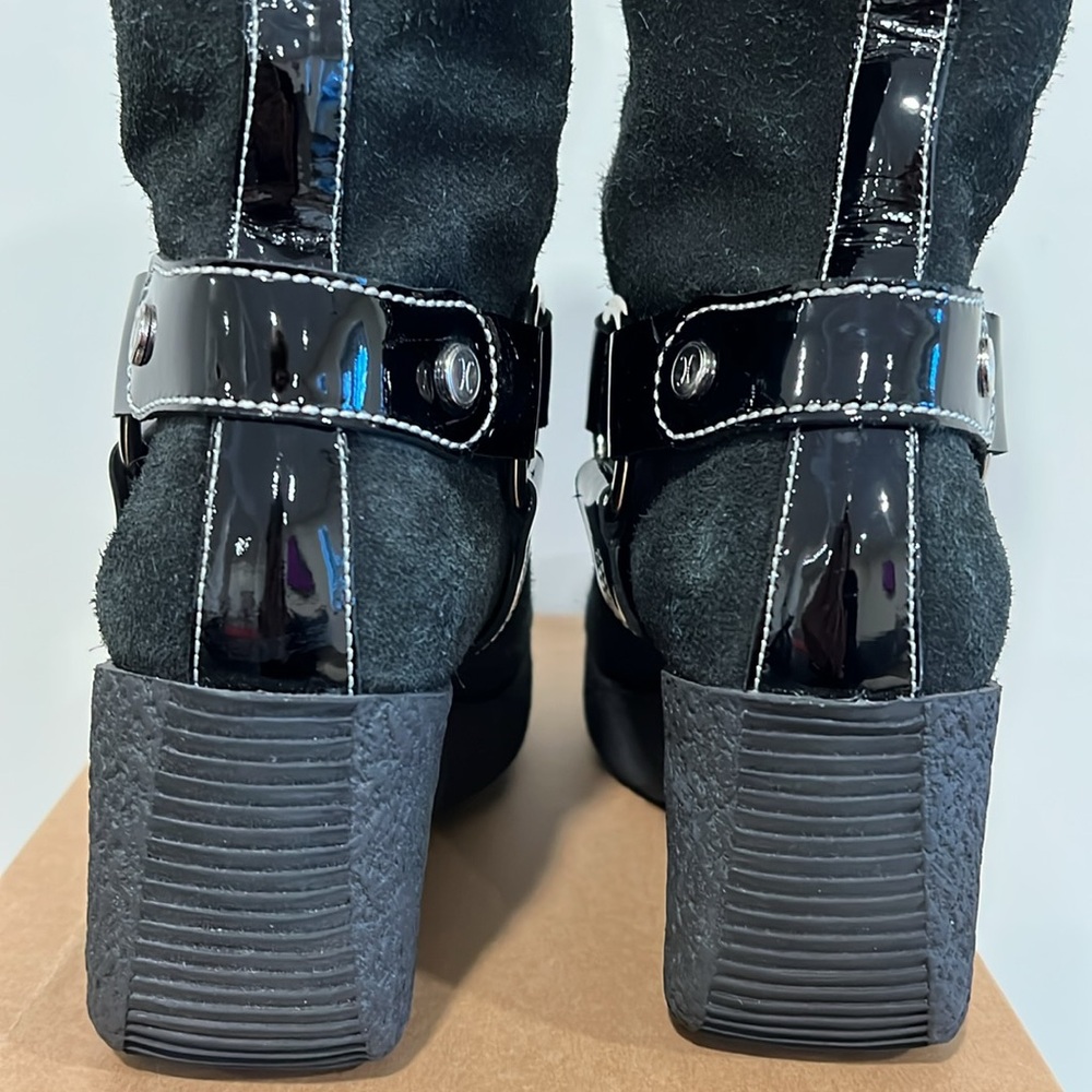 Cole Haan Black Suede Wedge Mid-Calf Pull On Boot Size 7.5 - Picture 7 of 13